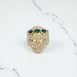 10K YG Diamond Jesus Face With Emerald Rings / 16.77gr / Sz 10 / Eme-1.75Ct / D-2Ct