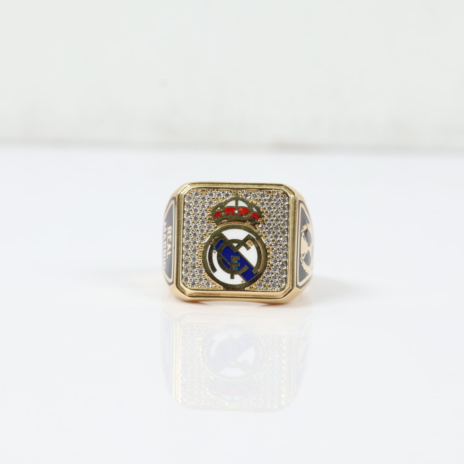 14K YG RM Football Club Rings / 9.39gr / Sz 10 1/4 / White Zircons