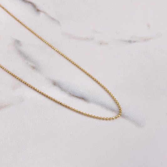 18K Yellow Gold Military Balls Diamond Cut Chain / 6.8gr / 2mm / 18in