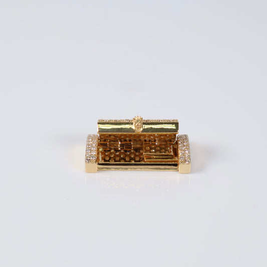 14K YG Diamond With Panther Sleek Lock / 11.2gr / 13mm / 1.96Ct Dia