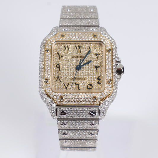 Cartier Santos Bustdown 2 Tone Yellow Watch / 36mm /