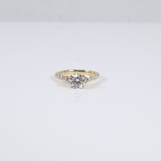 14K YG Natural Diamond Round Brilliant With Certificate Engagement Ring / 2.65gr / Sz 6 1/4 / 1.11Ct / H / VVS1