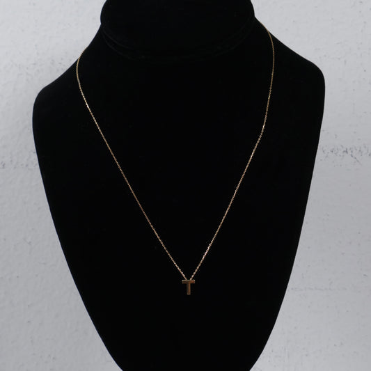 14K Yellow Gold Letter T Jewelry Set / 1.4gr / 1.2mm / 18in