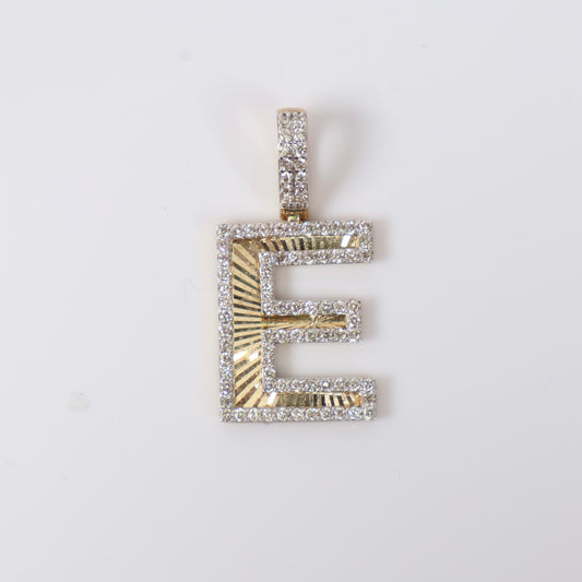 10K YG Diamond Letter E Pendant / 3.1gr / 0.8in / D-0.69Ct