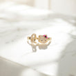 10K YG Diamond HK - Letter Q Rings / 2.7gr / Sz 6.5 / 0.13Wt Dia