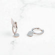 14K White Gold Diamond Heart Hoop Earrings 0.41Ct / 1.6gr