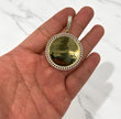 10K Yellow Gold Memorial Cuban Fabric Pendant 0.68Ct Lab Dia / 9.8gr / 2.1-1.5in