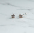 14K White Gold Square Diamond Stud Earrings 0.54Ct / 2.5gr