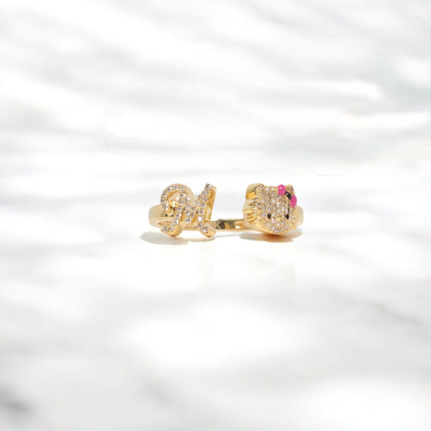 10K YG Diamond HK - Letter M Rings / 2.6gr / Sz 7 / 0.15Wt Dia