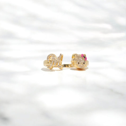 10K YG Diamond HK - Letter M Rings / 2.6gr / Sz 7 / 0.15Wt Dia