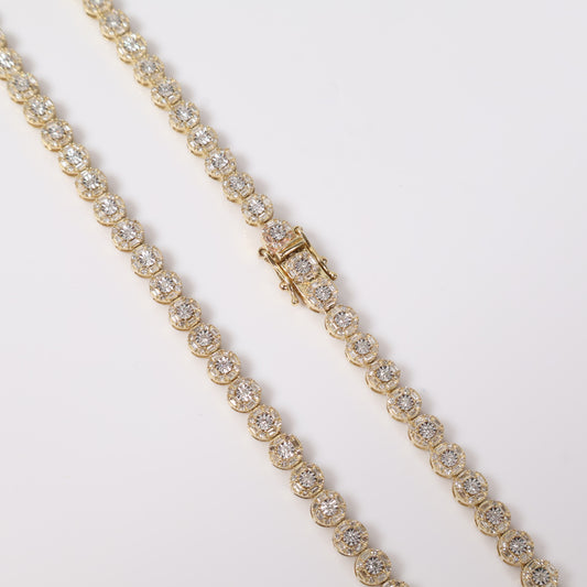 10K YG Diamond Round Luxury Chain / 24.5gr / 5.2mm / 20in / D-5Ct
