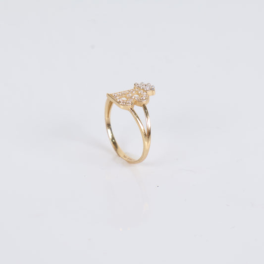 Letter B Ring 14K Yellow Gold With Zirconia / 1.8gr / Size 7