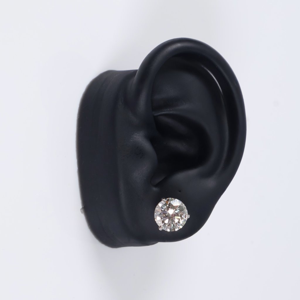 14K WG Lab Diamond Solitaire Round Stud Earrings / 2.38gr / 9mm / 6Ct Lab / VS / F