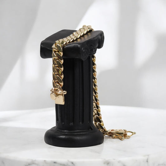 10K YG Micro Cuban Links Bracelet / 63.1gr / 10.4mm / 8in /