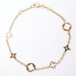 14K YG Clover Lv Bracelet / 3gr / 1.6mm / 7.5in /