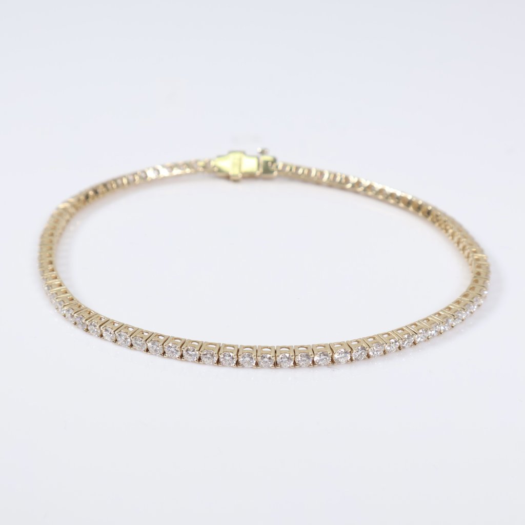 14K YG Lab Diamond Tennis Bracelet / 7.5gr / 2.3mm / 8in / 3.87Ct Lab / VS / F