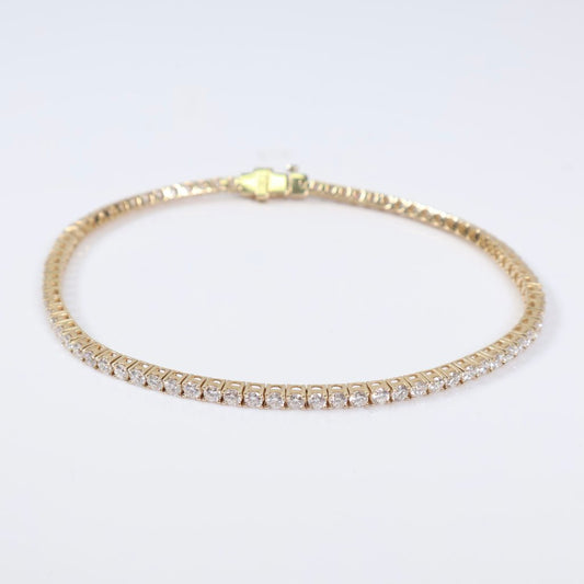 14K YG Lab Diamond Tennis Bracelet / 7.5gr / 2.3mm / 8in / 3.87Ct Lab / VS / F