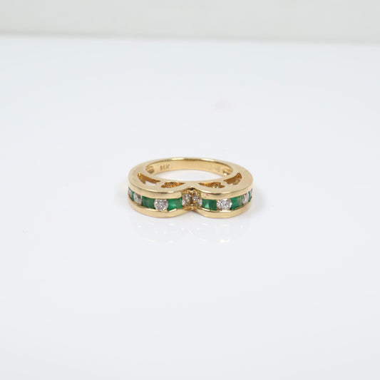 14K YG Mouse Rings / 7.6gr / Sz 7 / D-0.63Ct / E-0.90