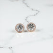 14K RG Diamond Solitaire Round With Certificate Stud Earrings / 2.71gr / 10mm / RD 4.09Ct - D 0.27Ct