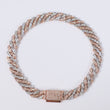 10K 2 Tone Diamond Cuban Links Bustdown Hallow Bracelet / 12.2gr / 6.5mm / 7.5in / 1.99Ct Dia