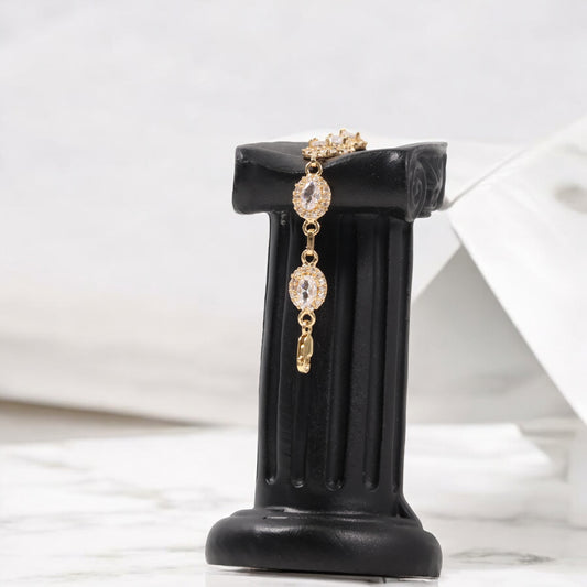 18K Yellow Gold Luxury Beautiful Stones Bracelet / 11.7gr / 6.5in