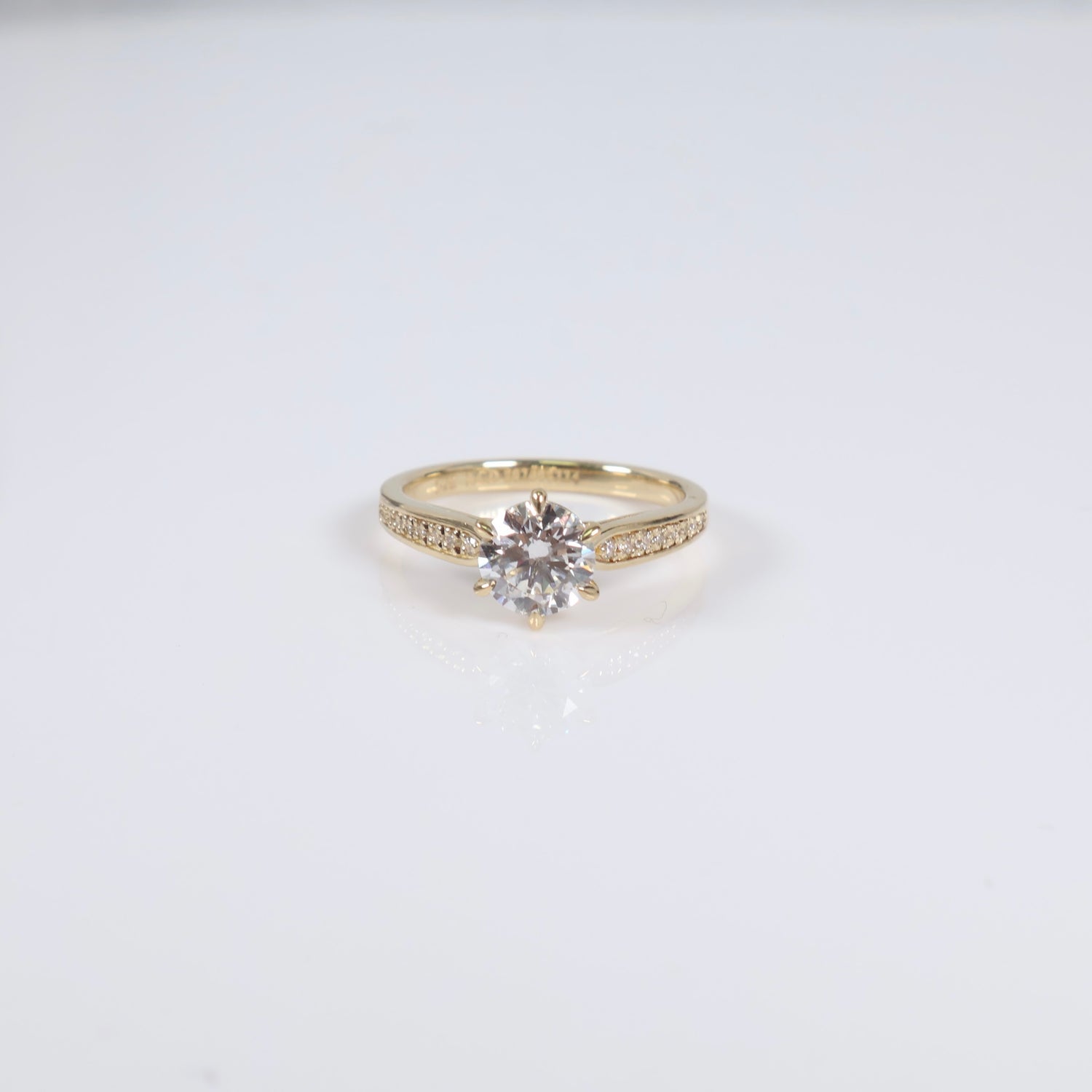 14K YG Lab Diamond Round Brilliant With Certificate Engagement Ring / 2.75gr / Sz 6 / 1Ct Lab Dia / D / VS1