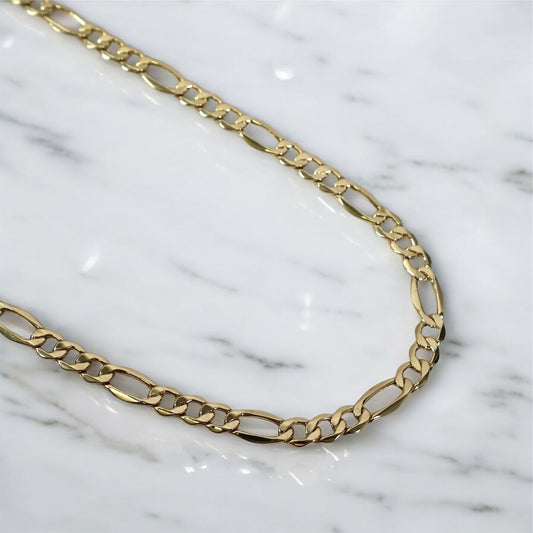 10K YG Figaro Link Chain / 18.53gr / 8.7mm / 24in