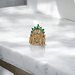 14K YG Indio  Rings / 5.6gr / Sz 8 / White/Fucshia/Green Zircons