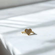 18K Yellow Gold Flat Heart Ring With Zircons / 1.9gr / Size 7