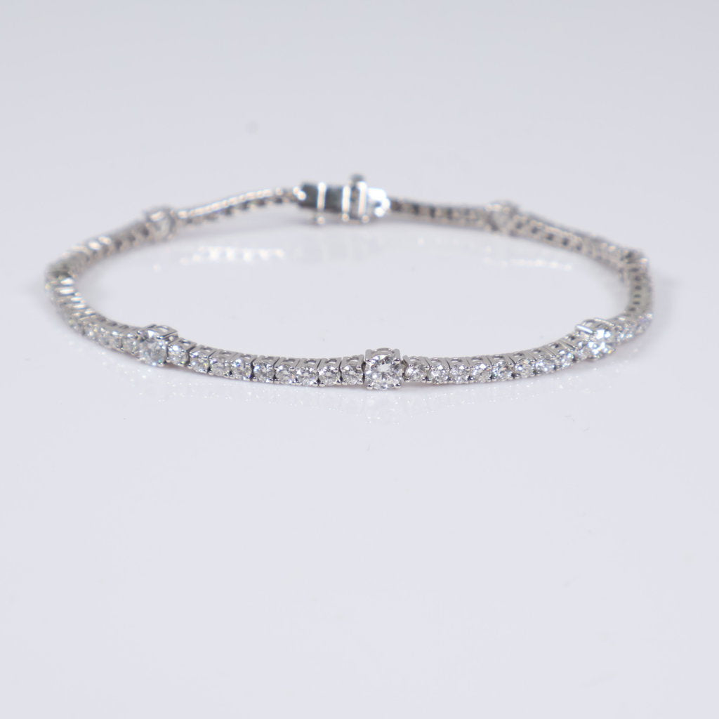 14K WG Lab Diamond Tennis Bracelet / 6.1gr / 2.1mm / 7in / 3.64Ct Lab VS / F