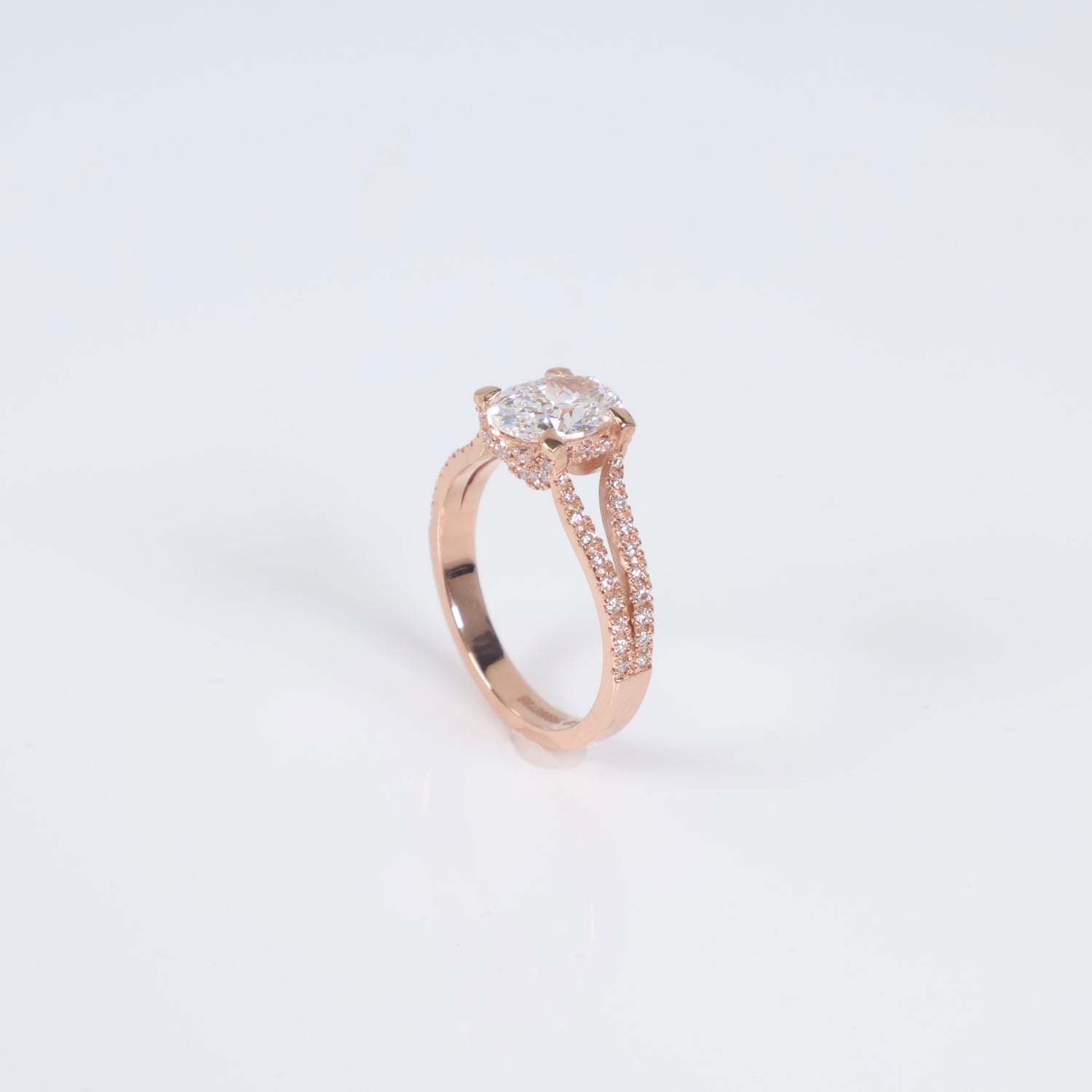 14K RG Lab Diamond Oval Cut Brilliant With Certificate Engagement Ring / 3.54gr / Sz 6 3/4 / 1.50Ct Lab / D / VS 1
