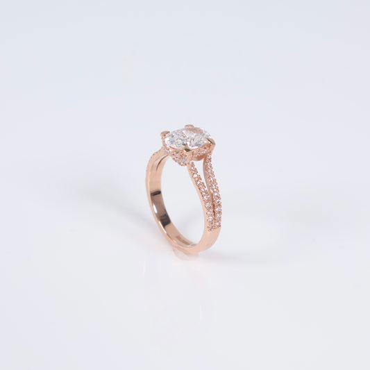 14K RG Lab Diamond Oval Cut Brilliant With Certificate Engagement Ring / 3.54gr / Sz 6 3/4 / 1.50Ct Lab / D / VS 1
