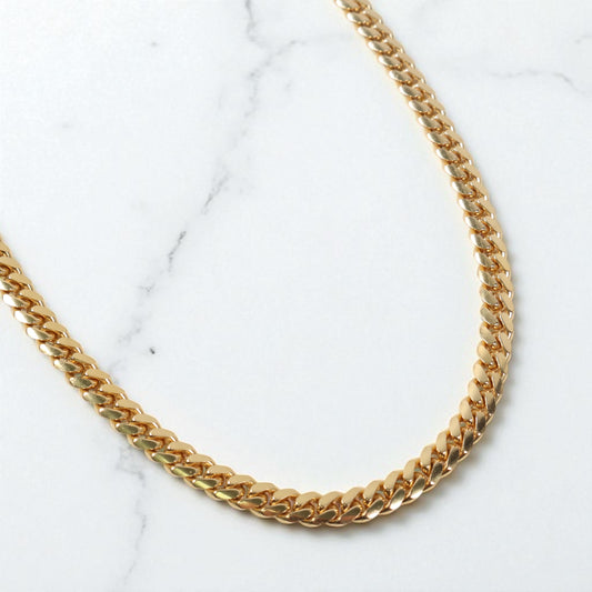 14K YG Micro Cuban Links Chain / 64.6gr / 6.2mm / 22in /
