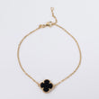 18K YG Black Clover Bracelet / 2.33gr / 1.4mm / 7.5in /