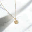 18K Yellow Gold Letter O Mate Bordered Circle Jewelry Set Chain Box Link / 2.01gr / 0.6mm / 17.5in
