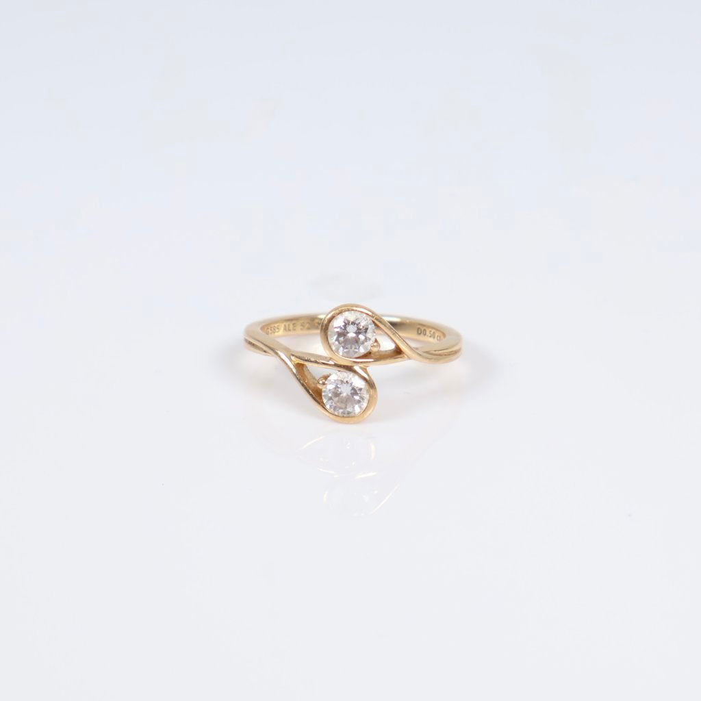 14K YG Diamond Pan Luxury Ring / 3gr / Sz 6 / 0.50Ct Dia
