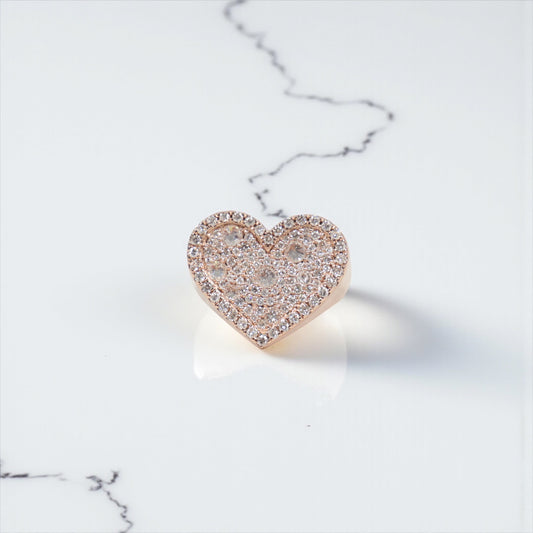 10K RG Reverse Diamond Heart Rings / 5.8gr / Sz 7 / D-1.30Ct