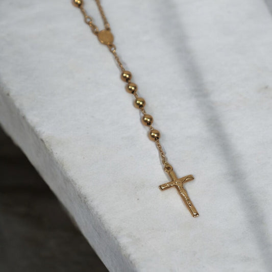 18K YG Rosary - Smooth Balls Chain / 15.5gr / 5mm / 26in /