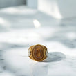 18K Three Colour Gold Horseshoe Ring With Zircons / 13.1gr / Size 10