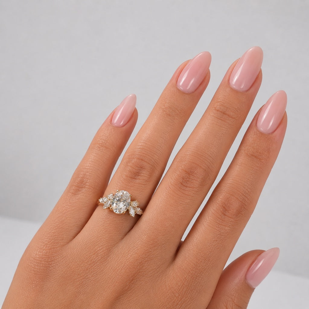 14K YG Lab Diamond Oval Brilliant Engagement Ring / 2.7gr / Sz 6.5 / 1.05Ct Lab Dia / E / VS1