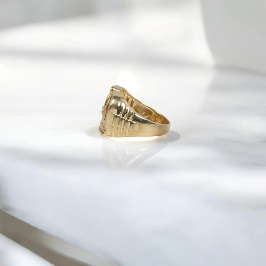 10K YG Crown Rings / 9.53gr / Sz 11 / White Zircons