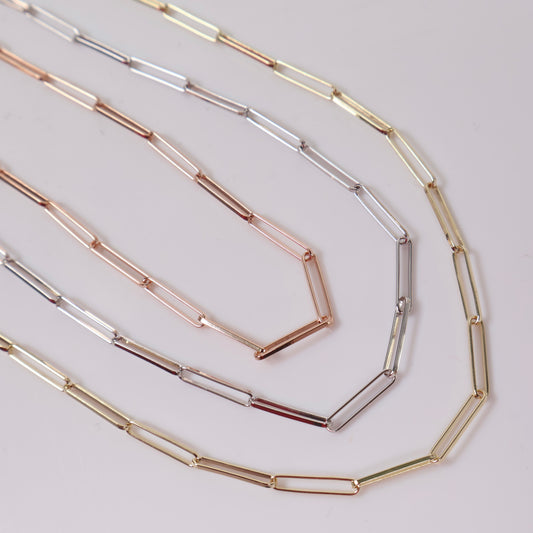 14K 3 Tone Paper Clip Chain / 10.3gr / 2mm / 16-17-18in /