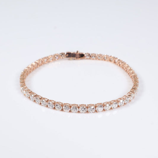 14K RG Lab Diamond Tennis Bracelet / 12.4gr / 4.8mm / 7in / 15.45Ct Lab / VS / F