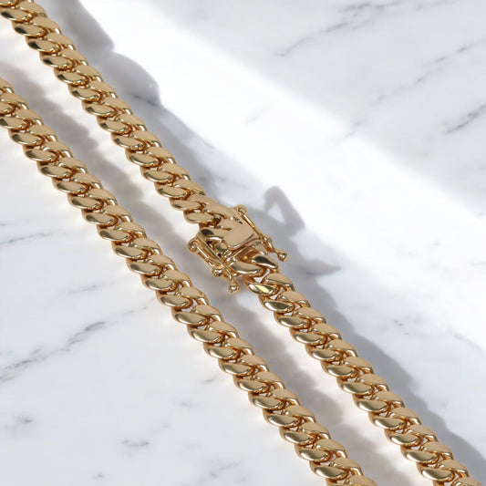 14K YG Cuban Links Chain / 120.9gr / 8.5mm / 22in /