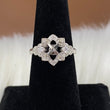14K White Gold Diamond Flower Wedding Setting No Stone Engagement Ring 0.95Ct Dia / 4.5gr / Size 6