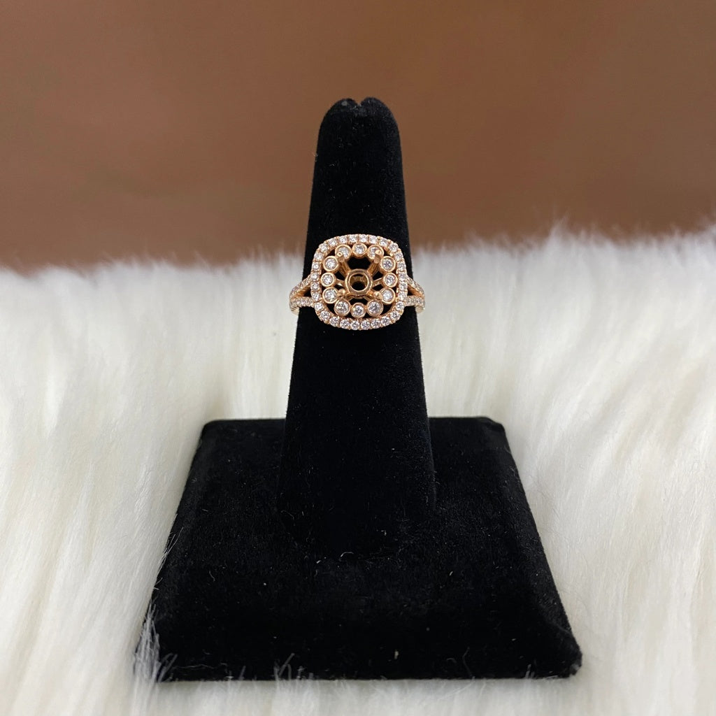 14K Rose Gold Diamond Fashion Wedding Setting No Stone Engagement Ring 1Ct Dia / 4.4gr / Size 6