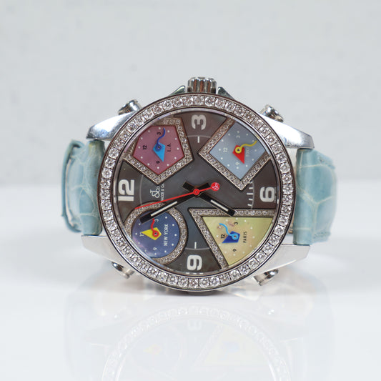 Jacob & Co Five Time Zone Stainless Steel MOP Dial Watch / 40mm /