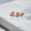 14K YG Pink Clover Stud Earrings / 1.26gr / 8mm / 0.18Ct Dia