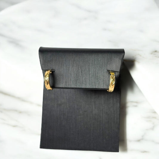 18K Yellow Gold Luxury Hoop Earrings / 0.64gr / 0.4in