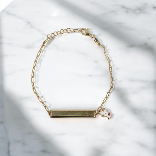 14K YG Baby Name Plate HK Bracelet / 3gr / 1.8mm / 7in /